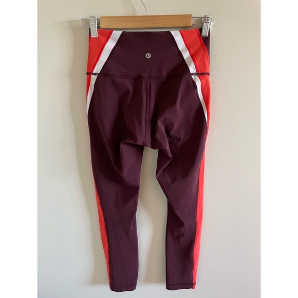 Lululemon Kick Serve Sweat Tight 25" Bordeaux Drama / Vivid Flame / White size 6 - Picture 8 of 10